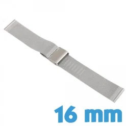 Bracelet maille milanaise pour montre Argenté Acier Inoxydable 1.6 cm
