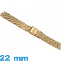 Bracelet MESH tressé Acier Inoxydable 22mm doré pour montre