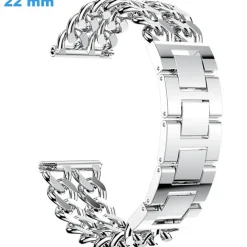 Bracelet 20 mm Acier inoxydable montre Argenté et Blanc Papillon