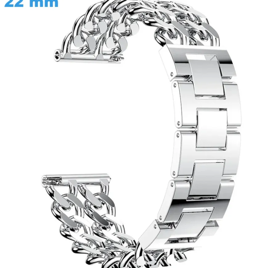 Bracelet 20 mm Acier inoxydable montre Argenté et Blanc Papillon