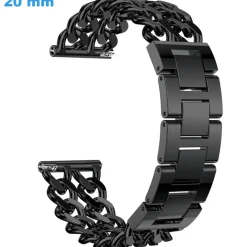 Bracelet 20 mm Acier inoxydable Clip de montre Noir