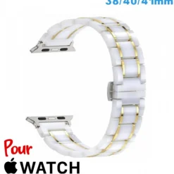 Bracelet 38 mm Blanc de montre pour Apple Watch Ceramique