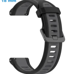 Bracelet 18 mm Caoutchouc fermoir Ardillon montre Gris et Noir
