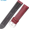 Bracelet 16 mm Caoutchouc Rouge montre boucle Ardillon