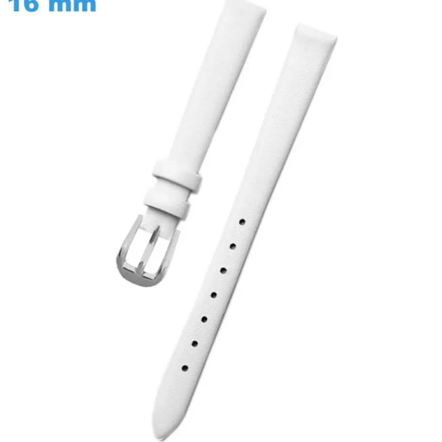 Bracelet 16 mm Cuir véritable Ardillon de montre Blanc
