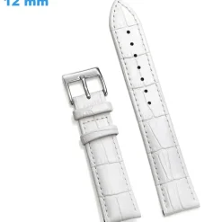 Bracelet 12 mm Cuir véritable Blanc montre