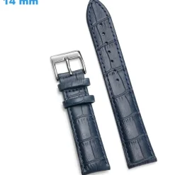 Bracelet 14 mm Cuir véritable Bleu de montre Ardillon