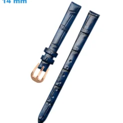 Bracelet 14 mm Cuir véritable Bleu de montre