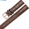 Bracelet 14 mm Cuir véritable boucle Ardillon de montre Brun