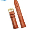 Bracelet 12 mm Cuir véritable Brun de montre fermoir Ardillon