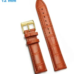 Bracelet 12 mm Cuir véritable Brun de montre fermoir Ardillon
