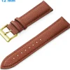 Bracelet 12 mm Cuir véritable Brun montre boucle Ardillon