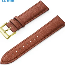 Bracelet 12 mm Cuir véritable Brun montre boucle Ardillon