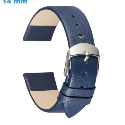 Bracelet 14 mm Cuir véritable de montre Bleu fermoir Ardillon