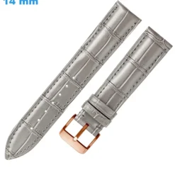 Bracelet 14 mm Cuir véritable de montre Gris