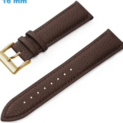 Bracelet 16 mm Cuir véritable de montre Brun boucle Ardillon