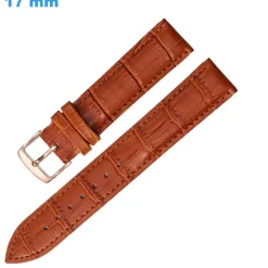 Bracelet 17 mm Cuir véritable fermoir Ardillon pour montre Brun