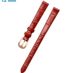 Bracelet 12 mm Cuir véritable pour montre Rouge