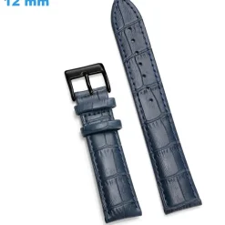 Bracelet 12 mm Cuir véritable pour montre Bleu