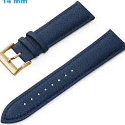 Bracelet 14 mm Cuir véritable pour montre Bleu fermoir Ardillon