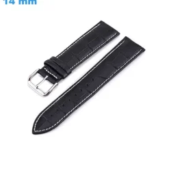 Bracelet 14 mm Cuir véritable pour montre Noir