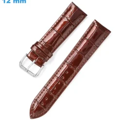 Bracelet 12 mm Cuir véritable pour montre Brun