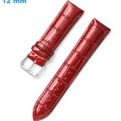 Bracelet 12 mm Cuir véritable Rouge montre fermoir Ardillon