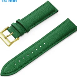 Bracelet 14 mm Cuir véritable Vert montre
