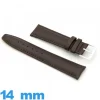 Bracelet 14 mm de montre brun foncé Cuir  Lisse