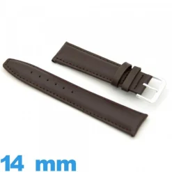 Bracelet 14 mm de montre brun foncé Cuir  Lisse