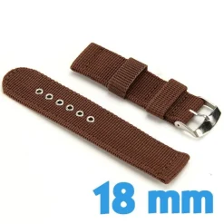 Bracelet 18 mm de montre Marron Nylon