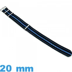 Bracelet 20mm de montre Noir et Bleu   N.A.T.O Textile