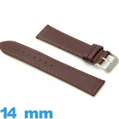 Bracelet 14mm de montre Plat cuir véritable Lisse