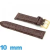 Bracelet 10 mm de montre Rembourré cuir Crocodile
