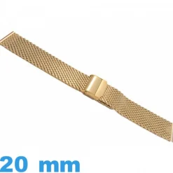 Bracelet 20mm doré pour montre acier inox Maille tressé