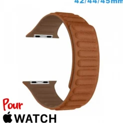 Bracelet 42mm Marron clair de montre pour Apple Watch Cuir Micro Fibre
