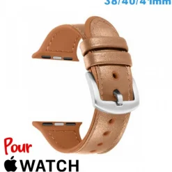 Bracelet 38 mm Marron pour montre pour Apple Watch Cuir