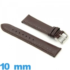 Bracelet 10 mm montre brun cuir Rembourré Grain Buffalo