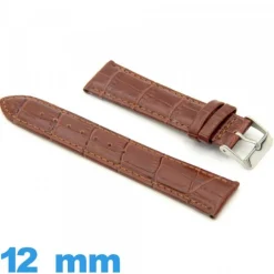 Bracelet 12mm montre brun cuir véritable Rembourré Alligator