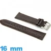 Bracelet 16 mm montre brun foncé cuir  Lézard