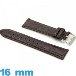 Bracelet 16 mm montre brun foncé cuir  Lézard