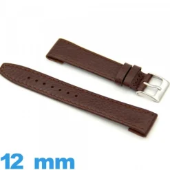 Bracelet 12mm montre brun Vrai cuir Rembourré