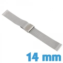 Bracelet 14mm montre mailles milanaises Argenté Acier Inoxydable