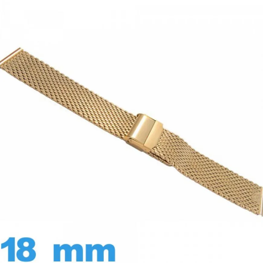 Bracelet 18 mm montre Maille tressé doré