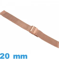 Bracelet 20 mm montre Maille tressé or rose Acier Inoxydable