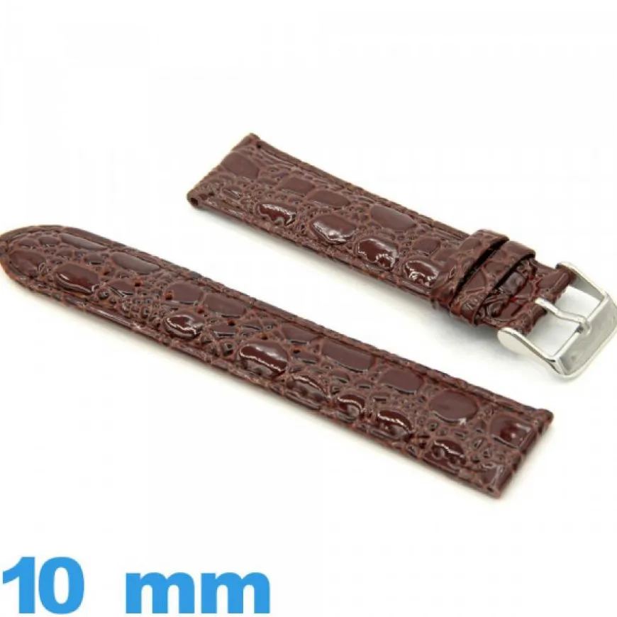 Bracelet 10 mm montre Rembourré cuir Crocodile