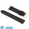 Bracelet 10 mm noir montre Cuir véritable de veau lisse