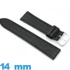 Bracelet 14mm Noir montre Plat Cuir vegan