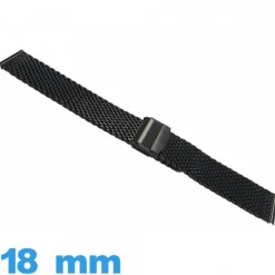 Bracelet 18 mm noir pour montre métal Maille Milanaise