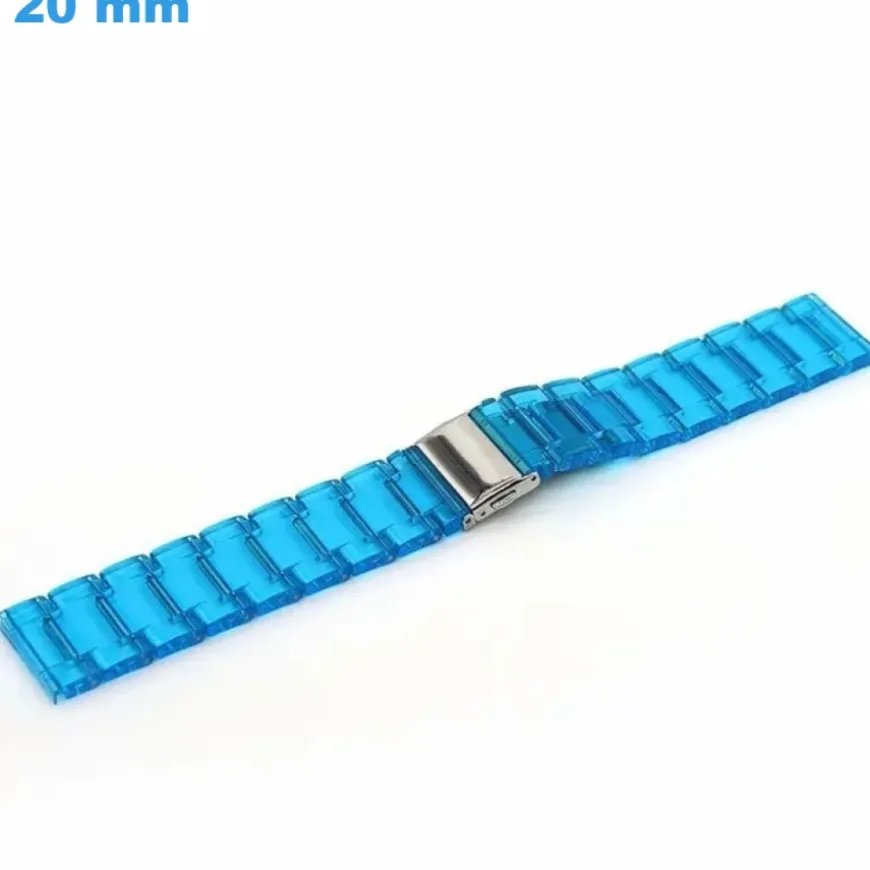 Bracelet 20 mm Plastique Transparent et Bleu montre